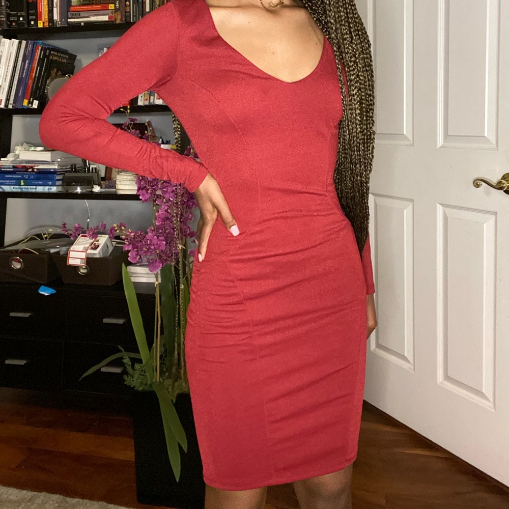 Red Midi Slit Dress